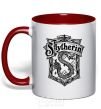 Mug with a colored handle Slytherin logo red фото