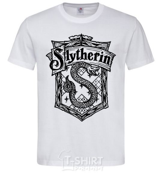 Men's T-Shirt Slytherin logo White фото