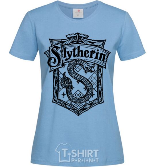Women's T-shirt Slytherin logo sky-blue фото