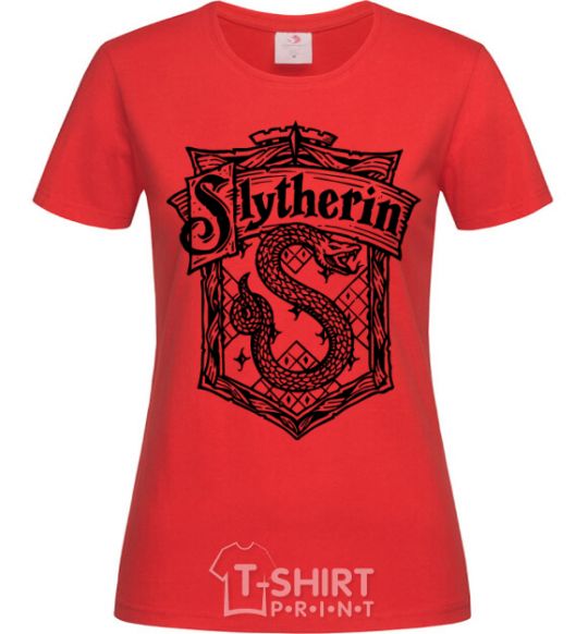 Women's T-shirt Slytherin logo red фото