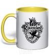 Mug with a colored handle Ravenclaw logo yellow фото