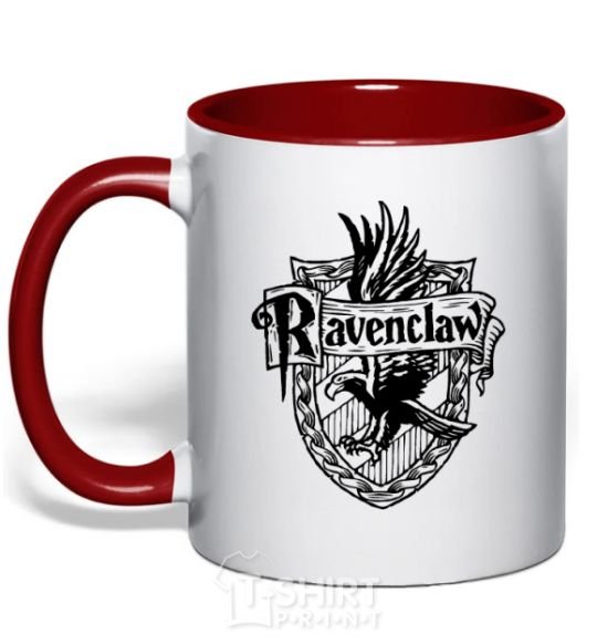 Mug with a colored handle Ravenclaw logo red фото