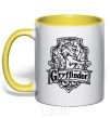 Mug with a colored handle Gryffindor logo yellow фото