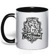 Mug with a colored handle Gryffindor logo black фото