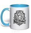 Mug with a colored handle Gryffindor logo sky-blue фото