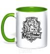 Mug with a colored handle Gryffindor logo kelly-green фото