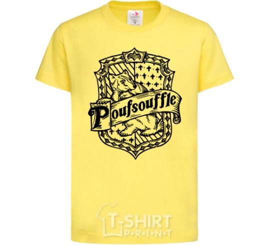 Kids T-shirt Poufsouffle logo cornsilk фото