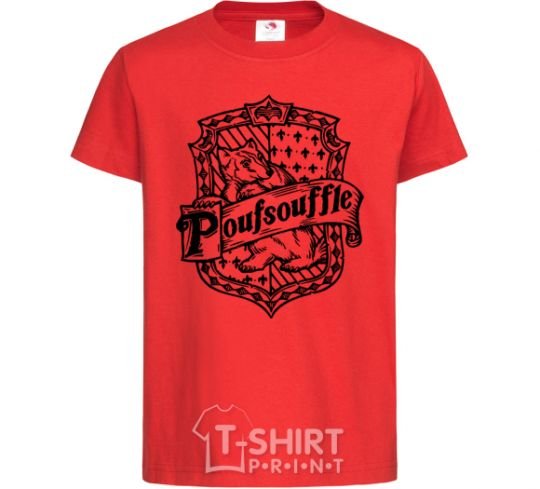 Kids T-shirt Poufsouffle logo red фото