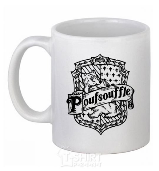 Ceramic mug Poufsouffle logo White фото