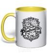 Mug with a colored handle Poufsouffle logo yellow фото