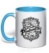 Mug with a colored handle Poufsouffle logo sky-blue фото