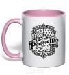 Mug with a colored handle Poufsouffle logo light-pink фото