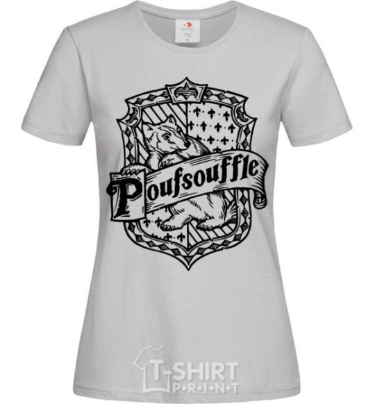 Women's T-shirt Poufsouffle logo grey фото