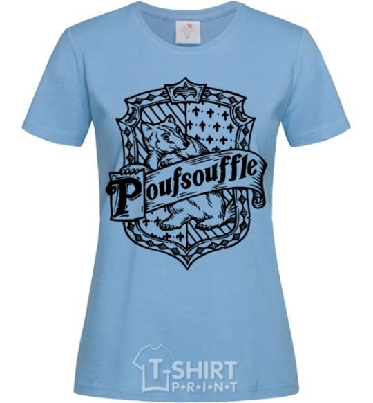 Women's T-shirt Poufsouffle logo sky-blue фото