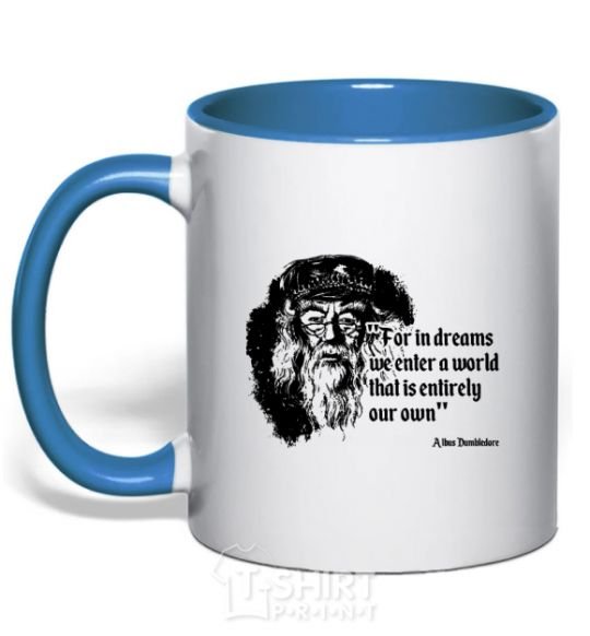 Mug with a colored handle For in dreams we enter a world... royal-blue фото