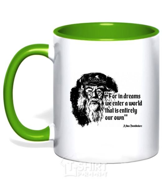 Mug with a colored handle For in dreams we enter a world... kelly-green фото