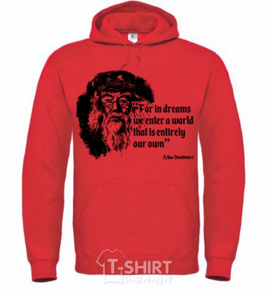 Men`s hoodie For in dreams we enter a world... bright-red фото