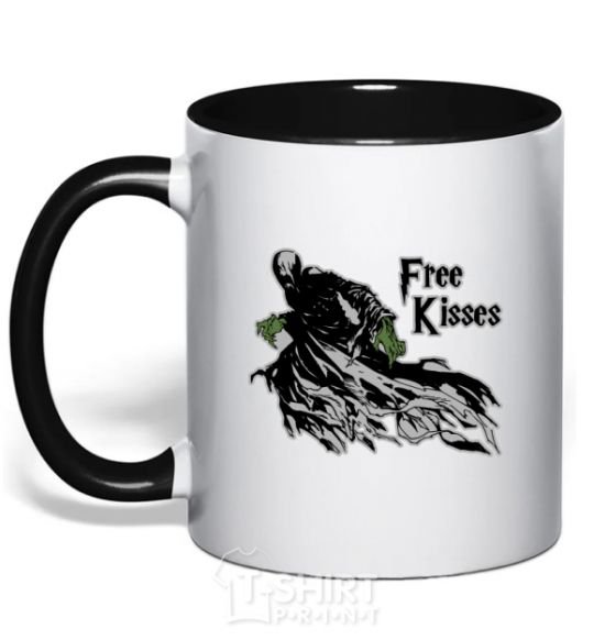 Mug with a colored handle Free Kisses dementor black фото