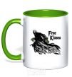 Mug with a colored handle Free Kisses dementor kelly-green фото