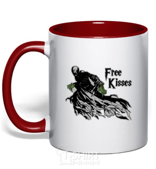 Mug with a colored handle Free Kisses dementor red фото