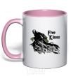 Mug with a colored handle Free Kisses dementor light-pink фото
