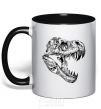 Mug with a colored handle Dino skull black фото