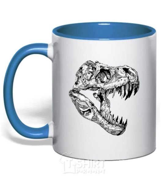 Mug with a colored handle Dino skull royal-blue фото