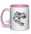 Mug with a colored handle Dino skull light-pink фото