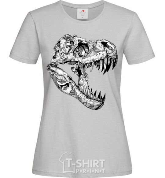 Women's T-shirt Dino skull grey фото