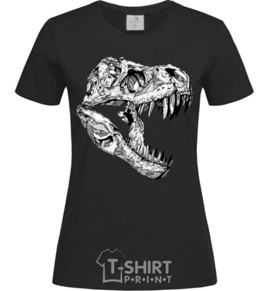 Women's T-shirt Dino skull black фото