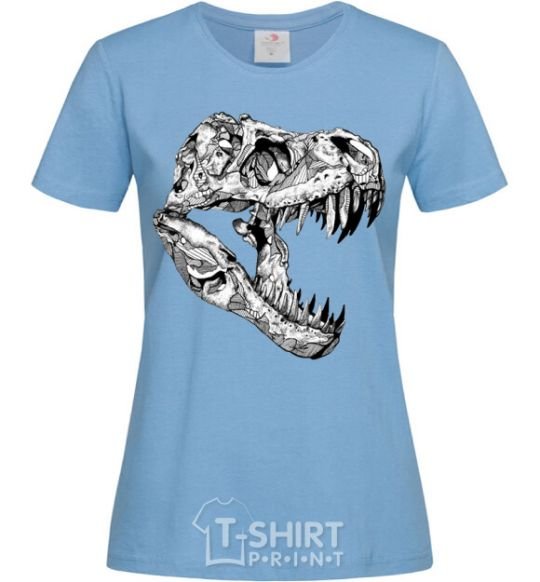 Women's T-shirt Dino skull sky-blue фото