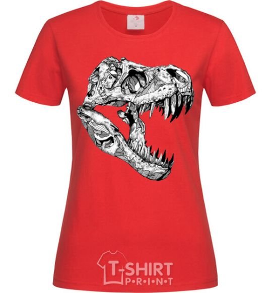 Women's T-shirt Dino skull red фото