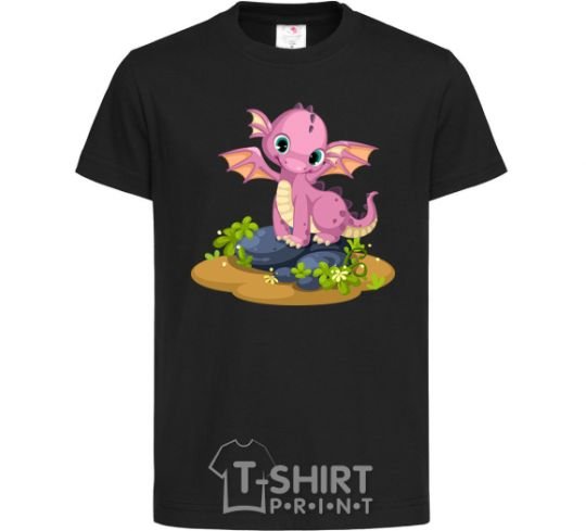 Kids T-shirt Pink dinosaur black фото