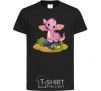 Kids T-shirt Pink dinosaur black фото