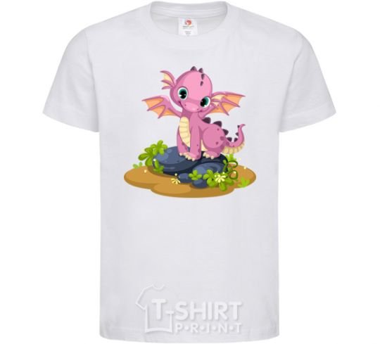 Kids T-shirt Pink dinosaur White фото