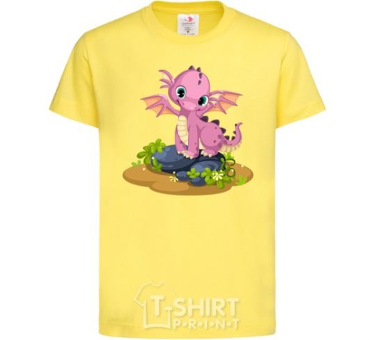 Kids T-shirt Pink dinosaur cornsilk фото