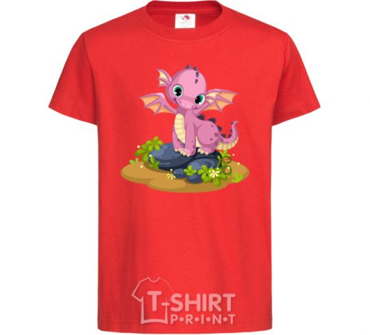 Kids T-shirt Pink dinosaur red фото