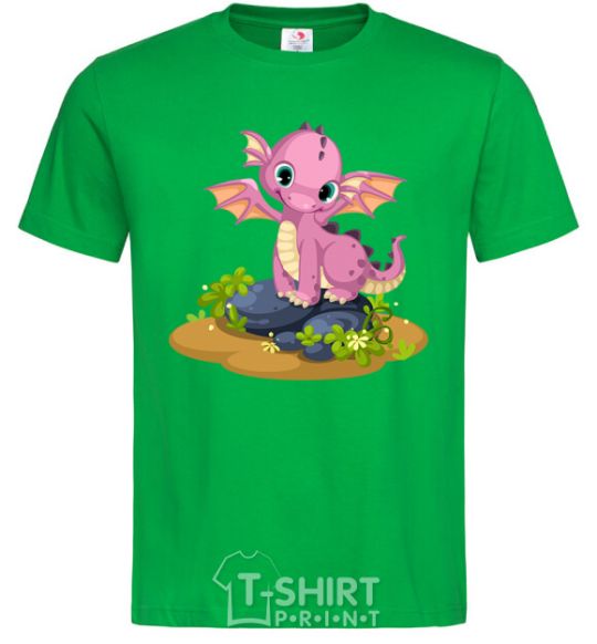 Мужская футболка Розовый динозавр Зеленый фото