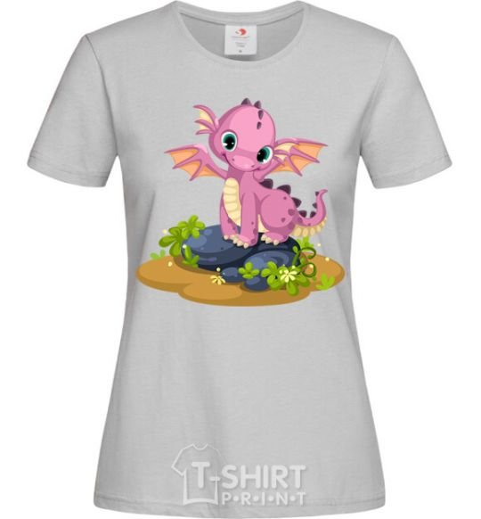 Women's T-shirt Pink dinosaur grey фото