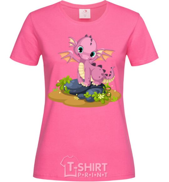 Женская футболка Розовый динозавр Ярко-розовый фото