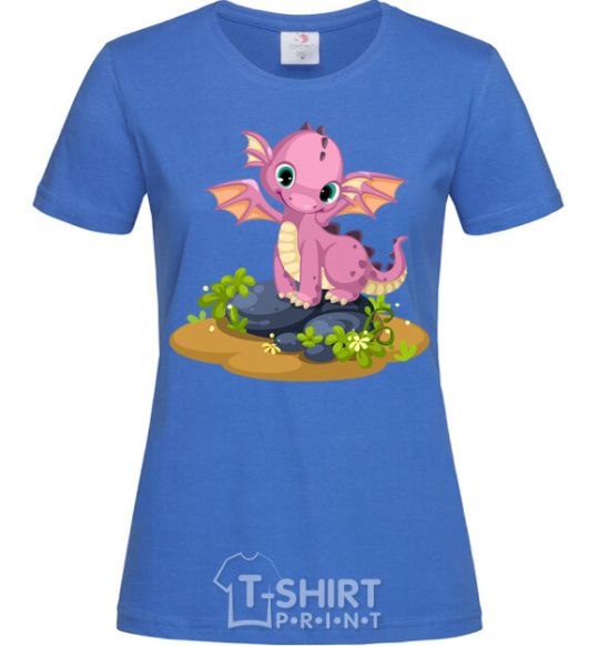Women's T-shirt Pink dinosaur royal-blue фото