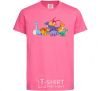 Детская футболка Маленькие динозавры разноцветные Ярко-розовый фото