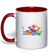 Mug with a colored handle The little dinosaurs are colorful red фото