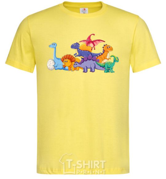 Мужская футболка Маленькие динозавры разноцветные Лимонный фото