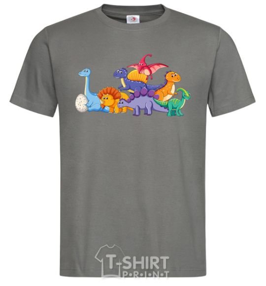 Мужская футболка Маленькие динозавры разноцветные Графит фото