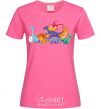 Женская футболка Маленькие динозавры разноцветные Ярко-розовый фото