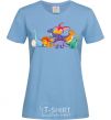 Женская футболка Маленькие динозавры разноцветные Голубой фото