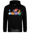 Men`s hoodie The little dinosaurs are colorful black фото