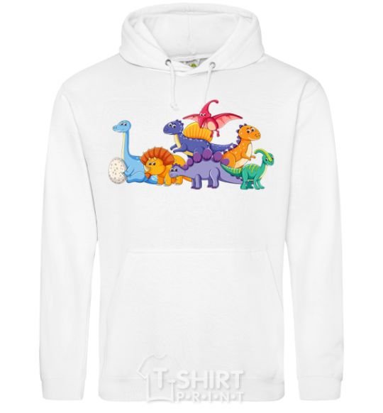 Men`s hoodie The little dinosaurs are colorful White фото