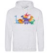 Men`s hoodie The little dinosaurs are colorful sport-grey фото
